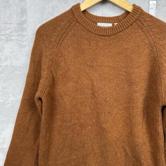 Carhartt WIP Morris Sweater Chianti Heather Men’s Small Logo Patch Knit Brown - Picture 3 of 10